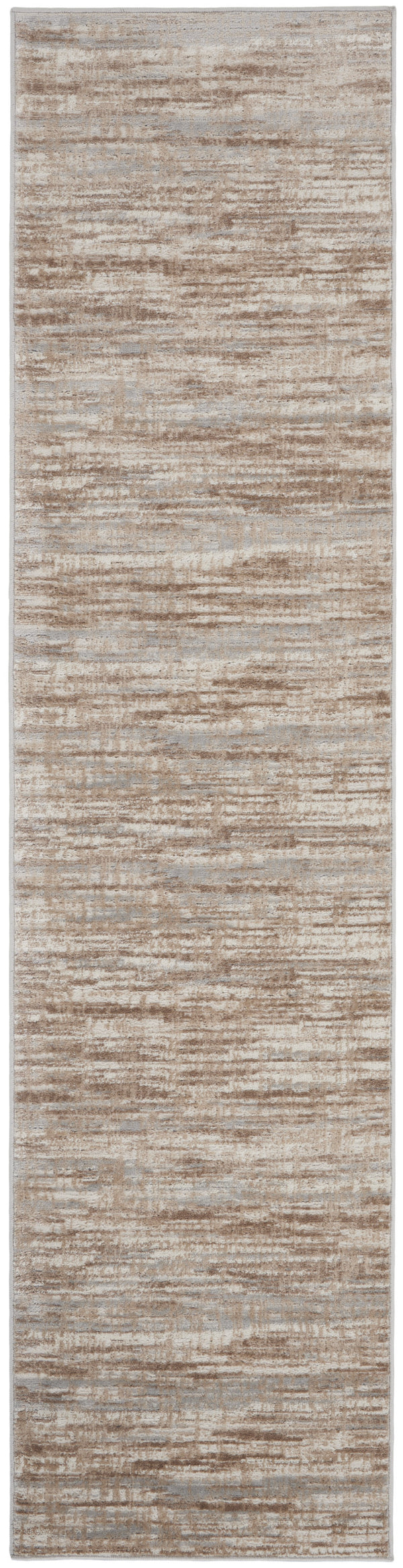 Homeroots 16' Ivory And Gray Abstract Non Skid Runner Rug  Polypropylene 564166