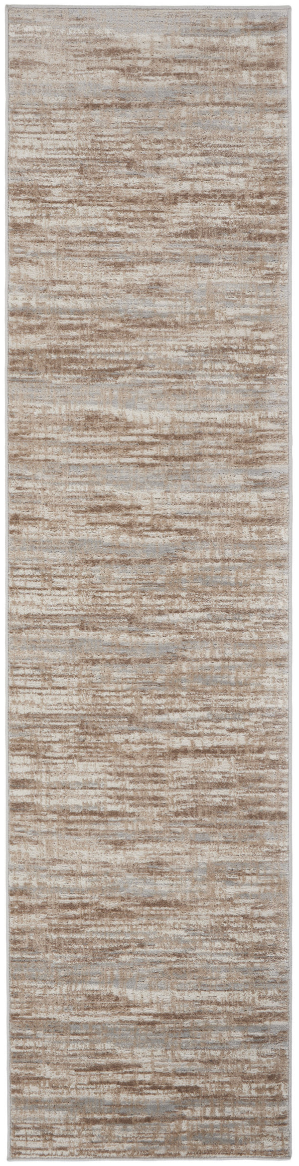 Homeroots 16' Ivory And Gray Abstract Non Skid Runner Rug  Polypropylene 564166