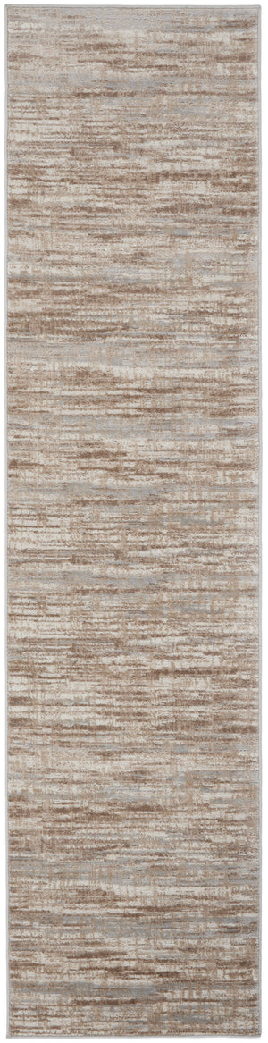 Homeroots 16' Ivory And Gray Abstract Non Skid Runner Rug  Polypropylene 564166