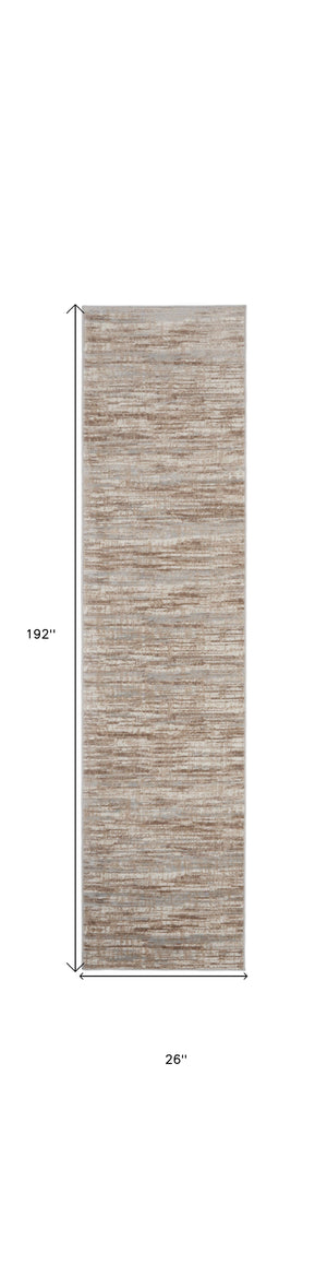 Homeroots 16' Ivory And Gray Abstract Non Skid Runner Rug  Polypropylene 564166