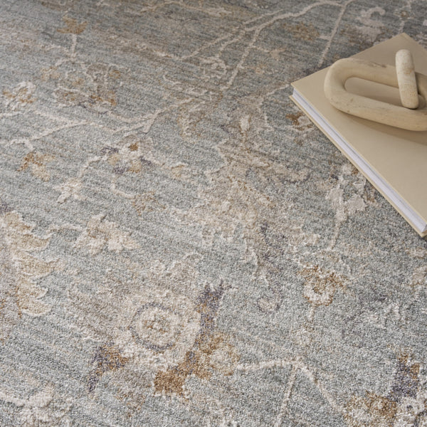 Homeroots 8' X 10' Blue Floral Power Loom Distressed Area Rug With Fringe  Polyester 564167