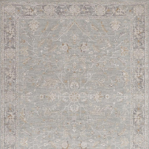 HomeRoots 8' Blue Floral Power Loom Area Rug - Elegant Distressed Design with Fringed Edges for Timeless Charm 8' X 10' 564167