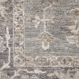 HomeRoots 8' Blue Floral Power Loom Area Rug - Elegant Distressed Design with Fringed Edges for Timeless Charm 8' X 10' 564167