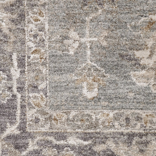 HomeRoots 8' Blue Floral Power Loom Area Rug - Elegant Distressed Design with Fringed Edges for Timeless Charm 8' X 10' 564167