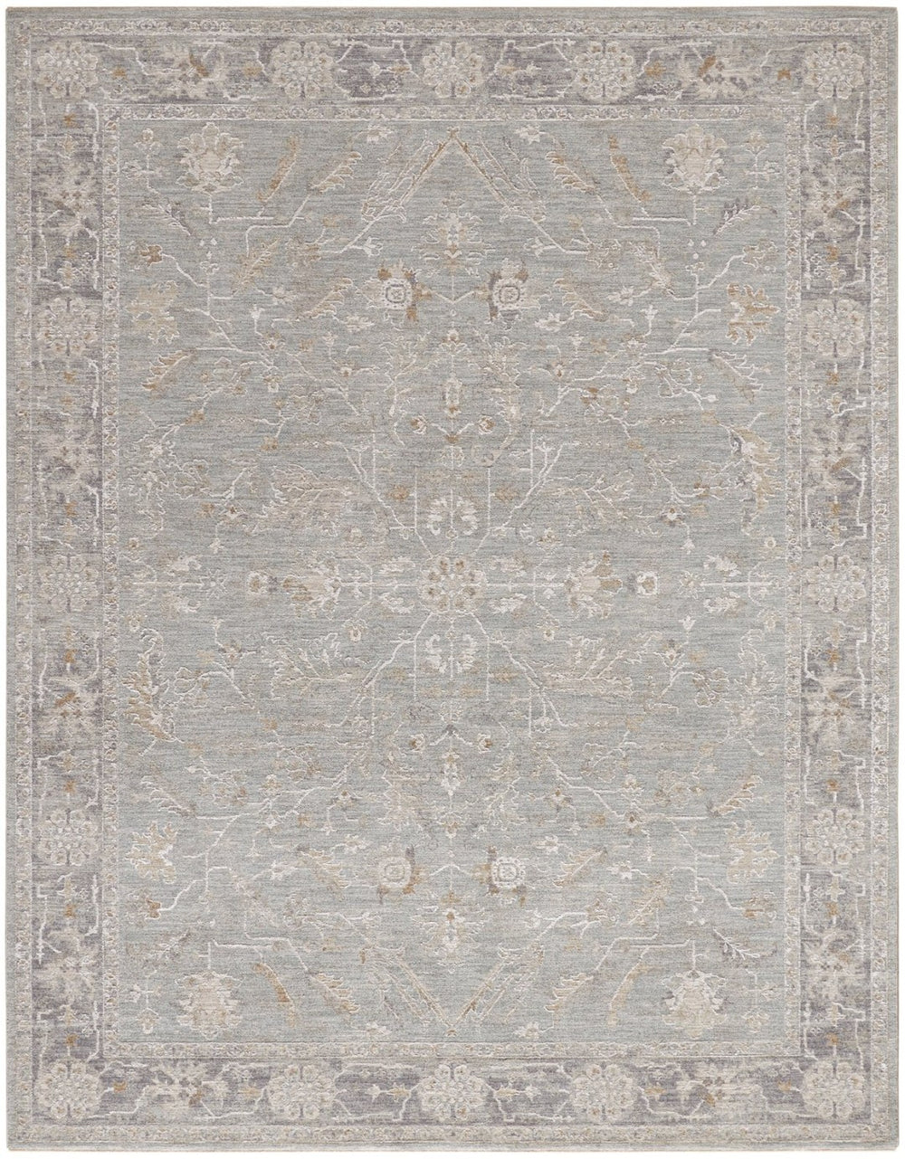 HomeRoots 8' Blue Floral Power Loom Area Rug - Elegant Distressed Design with Fringed Edges for Timeless Charm 8' X 10' 564167