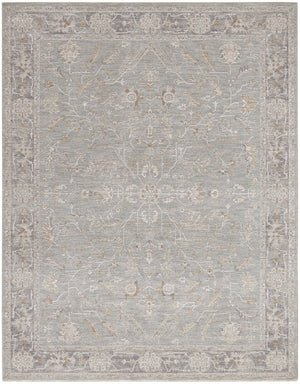 HomeRoots 8' Blue Floral Power Loom Area Rug - Elegant Distressed Design with Fringed Edges for Timeless Charm 8' X 10' 564167