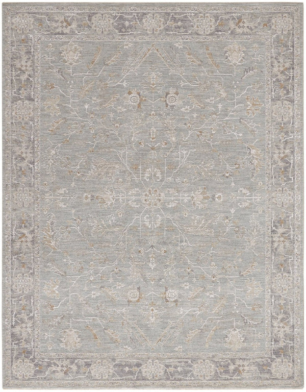 HomeRoots 8' Blue Floral Power Loom Area Rug - Elegant Distressed Design with Fringed Edges for Timeless Charm 8' X 10' 564167