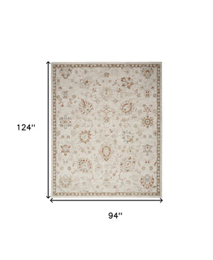 Homeroots 8' X 10' Cream Floral Power Loom Distressed Area Rug With Fringe  Polyester 564168