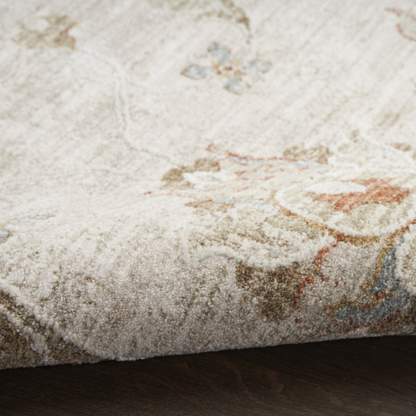 Homeroots 8' X 10' Cream Floral Power Loom Distressed Area Rug With Fringe  Polyester 564168