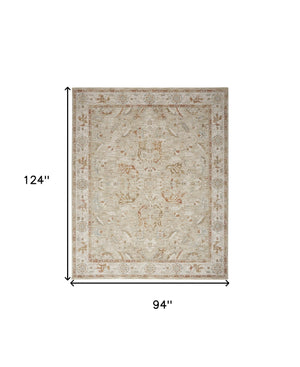 Homeroots 8' X 10' Green Floral Power Loom Distressed Area Rug With Fringe  Polyester 564170