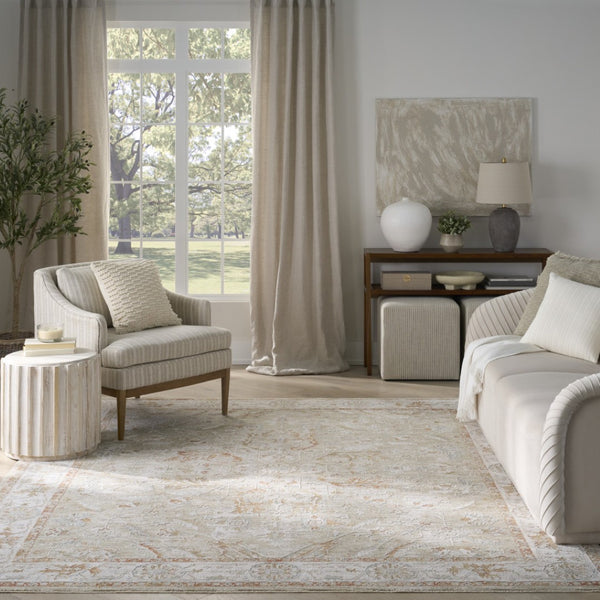 HomeRoots 8' Green Floral Power Loom Area Rug with Distressed Vintage Charm and Fringed Edges for Any Space 8' X 10' 564170