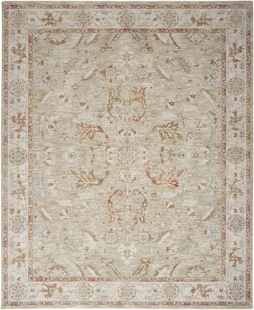 HomeRoots 8' Green Floral Power Loom Area Rug with Distressed Vintage Charm and Fringed Edges for Any Space 8' X 10' 564170