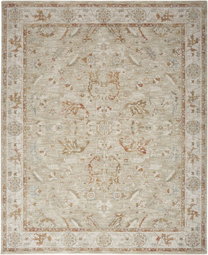 HomeRoots 8' Green Floral Power Loom Area Rug with Distressed Vintage Charm and Fringed Edges for Any Space 8' X 10' 564170
