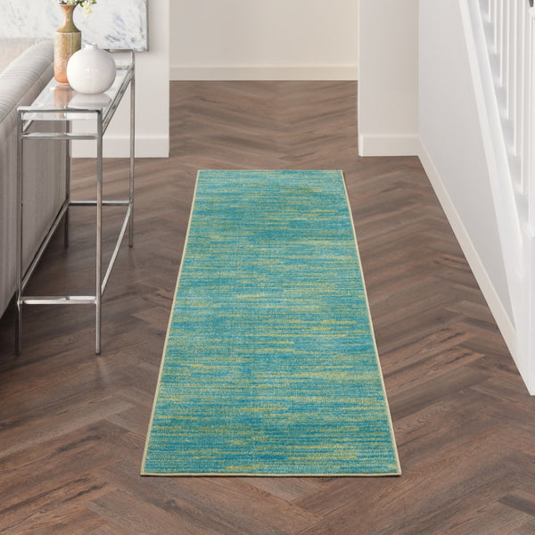 HomeRoots 20' Blue And Green Indoor Outdoor Runner Rug - Durable, Easy-Care, Stylish Accent for Any Space 564171