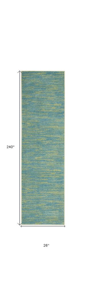 HomeRoots 20' Blue And Green Indoor Outdoor Runner Rug - Durable, Easy-Care, Stylish Accent for Any Space 564171