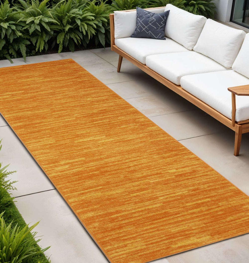 HomeRoots 20' Vibrant Orange and Yellow Indoor/Outdoor Runner Rug - Durable, Stylish, and Easy to Maintain! 564172