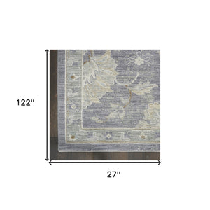 Homeroots 10' Runner Gray Geometric Power Loom Runner Rug  Polyester 564173