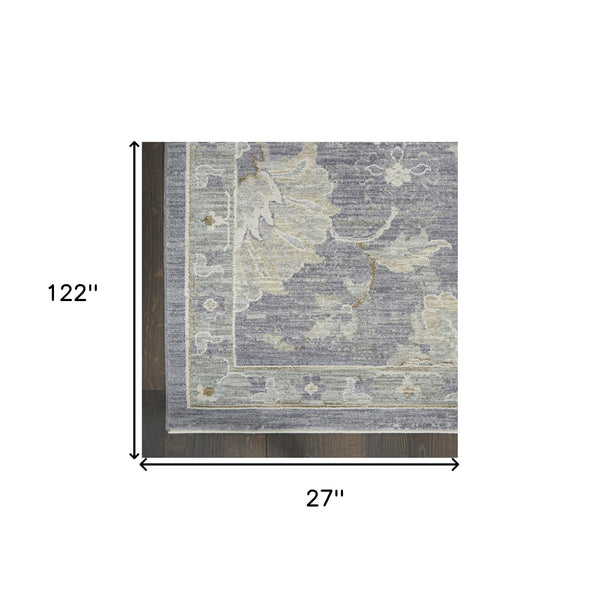 Homeroots 10' Runner Gray Geometric Power Loom Runner Rug  Polyester 564173