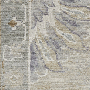 HomeRoots 5' Beige and Gray Floral Medallion Area Rug - Timeless Style for Living Rooms and Dining Spaces 10' Runner 564174