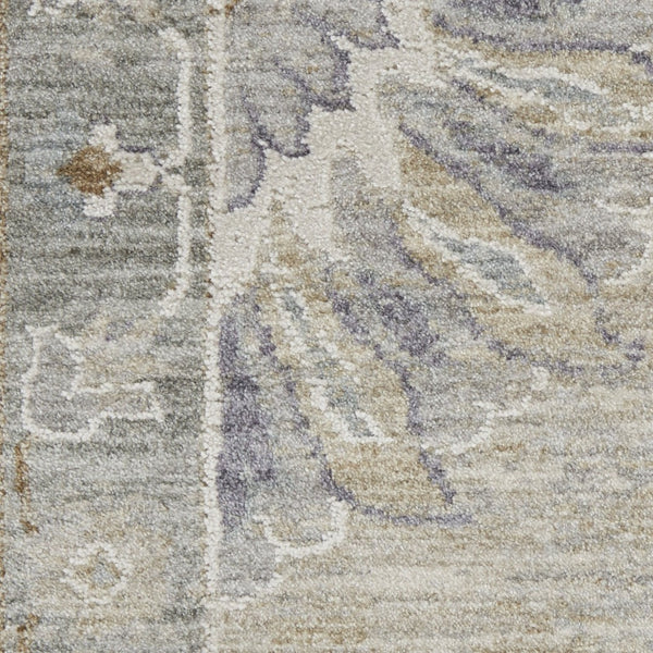 HomeRoots 5' Beige and Gray Floral Medallion Area Rug - Timeless Style for Living Rooms and Dining Spaces 10' Runner 564174