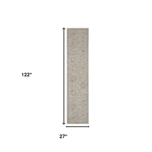 HomeRoots 5' Beige and Gray Floral Medallion Area Rug - Timeless Style for Living Rooms and Dining Spaces 10' Runner 564174