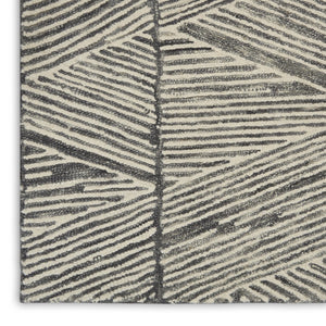 HomeRoots 8' Gray and White Wool Abstract Runner Rug - Stylish, Soft, and Durable for Hallways and Entryways 564177