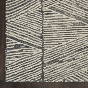 Homeroots 8' Gray And White Wool Abstract Runner Rug - Modern Style For Hallways, Cabinets & Laundry Rooms  Wool 564177