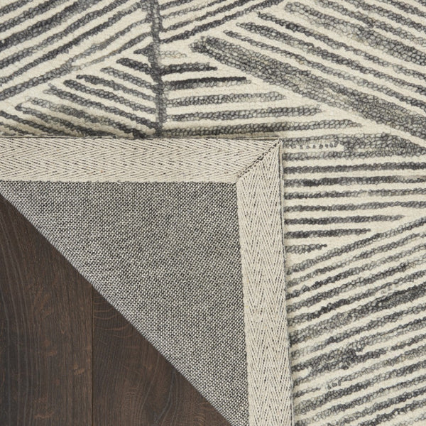HomeRoots 8' Gray and White Wool Abstract Runner Rug - Stylish, Soft, and Durable for Hallways and Entryways 564177