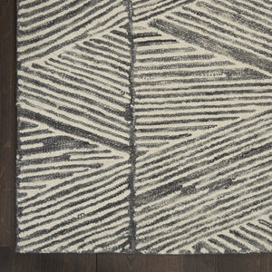 HomeRoots 8' Gray and White Wool Abstract Runner Rug - Stylish, Soft, and Durable for Hallways and Entryways 564177