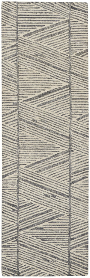Homeroots 8' Gray And White Wool Abstract Runner Rug - Modern Style For Hallways, Cabinets & Laundry Rooms  Wool 564177