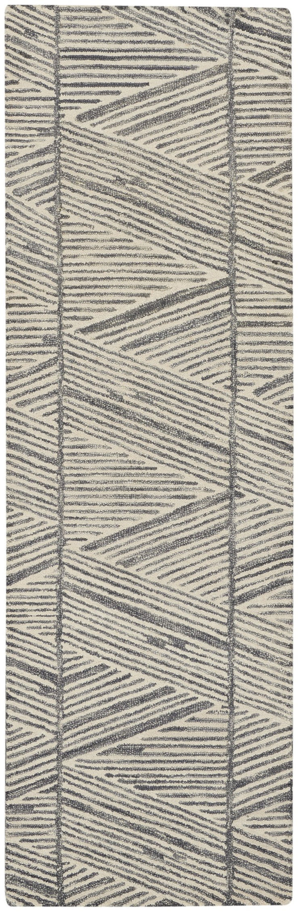 Homeroots 8' Gray And White Wool Abstract Runner Rug - Modern Style For Hallways, Cabinets & Laundry Rooms  Wool 564177