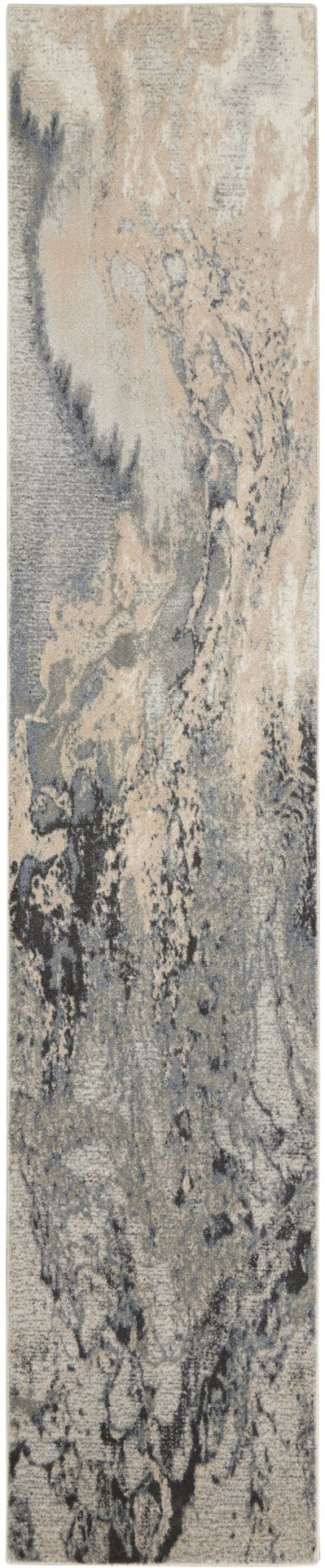 HomeRoots 12' Abstract Non-Skid Runner Rug in Gray, Beige & Ivory - Durable, Stylish, Pet-Friendly Design! 564181