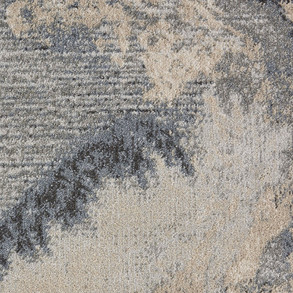 HomeRoots 12' Abstract Non-Skid Runner Rug in Gray, Beige & Ivory - Durable, Stylish, Pet-Friendly Design! 564181