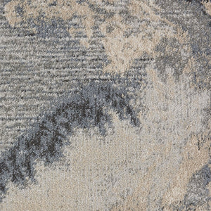 HomeRoots 12' Abstract Non-Skid Runner Rug in Gray, Beige & Ivory - Durable, Stylish, Pet-Friendly Design! 564181