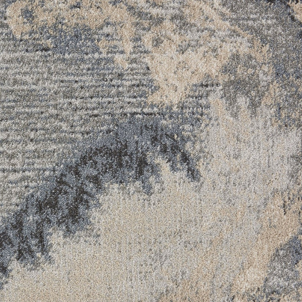 HomeRoots 12' Abstract Non-Skid Runner Rug in Gray, Beige & Ivory - Durable, Stylish, Pet-Friendly Design! 564181