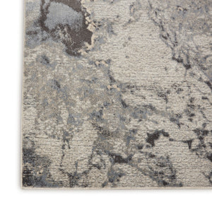 HomeRoots 12' Abstract Non-Skid Runner Rug in Gray, Beige & Ivory - Durable, Stylish, Pet-Friendly Design! 564181