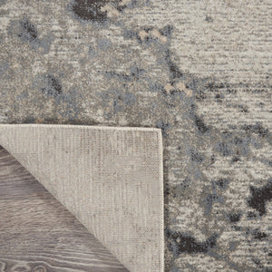 HomeRoots 12' Abstract Non-Skid Runner Rug in Gray, Beige & Ivory - Durable, Stylish, Pet-Friendly Design! 564181