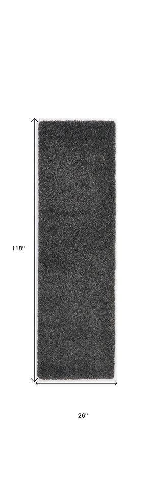 Homeroots 10' Gray Shag Non Skid Runner Rug  Polypropylene 564183