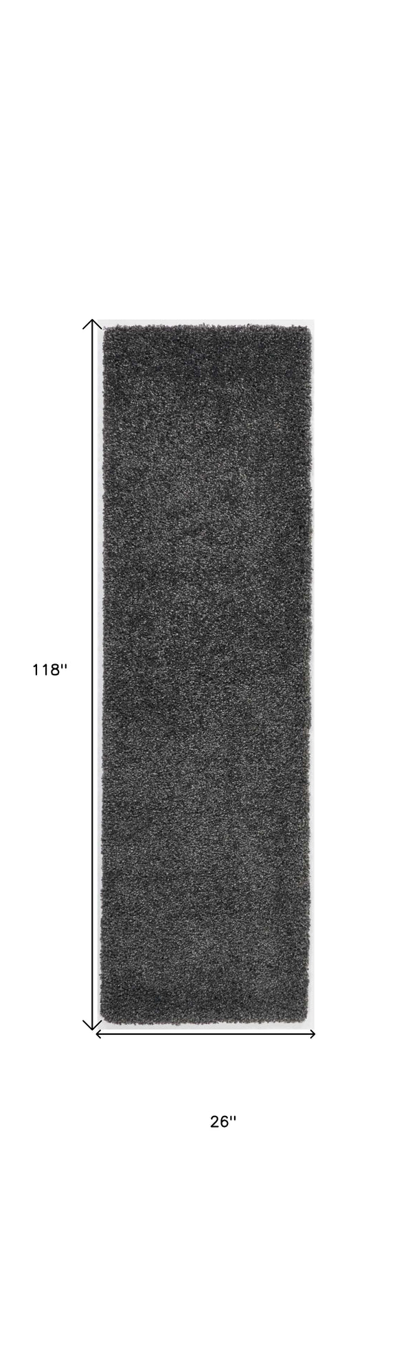 Homeroots 10' Gray Shag Non Skid Runner Rug  Polypropylene 564183