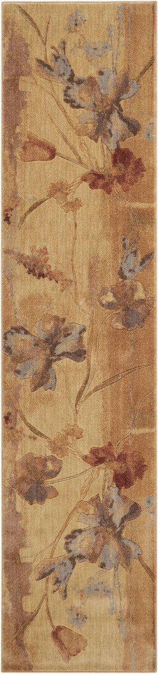 HomeRoots 10 Ft Floral Runner Rug Cottage Style Non-slip Latex Backing for Hallways 564185