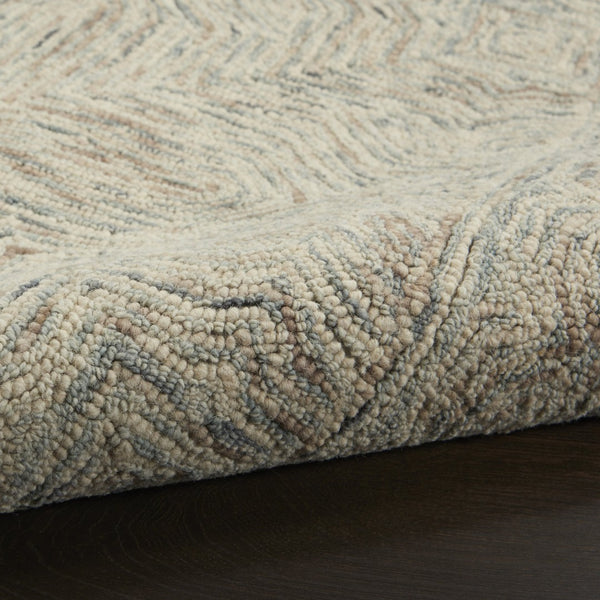 HomeRoots 8' Blue and Ivory Wool Runner Rug - Soft, Durable, Modern Geometric Design for Stylish Home Interiors 564187