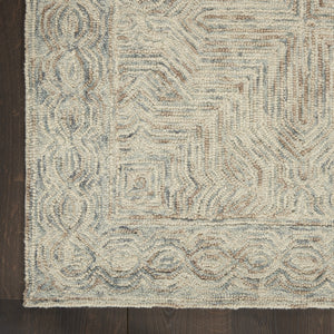 Homeroots 8' Blue And Ivory Wool Geometric Runner Rug  Wool 564187