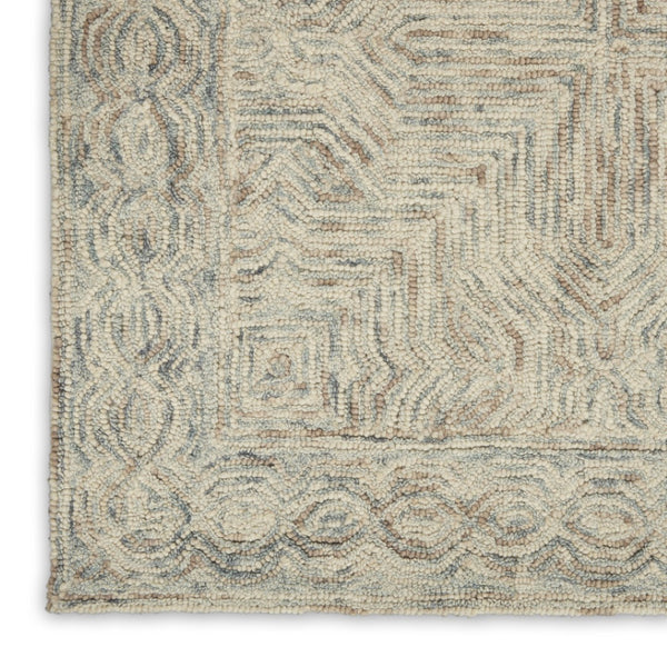 HomeRoots 8' Blue and Ivory Wool Runner Rug - Soft, Durable, Modern Geometric Design for Stylish Home Interiors 564187