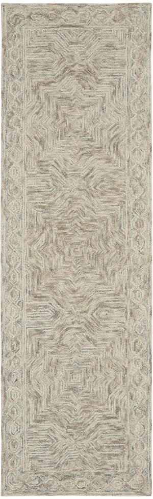 HomeRoots 8' Blue and Ivory Wool Runner Rug - Soft, Durable, Modern Geometric Design for Stylish Home Interiors 564187