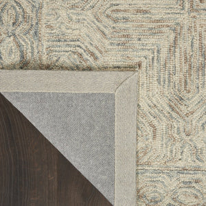 HomeRoots 8' Blue and Ivory Wool Runner Rug - Soft, Durable, Modern Geometric Design for Stylish Home Interiors 564187