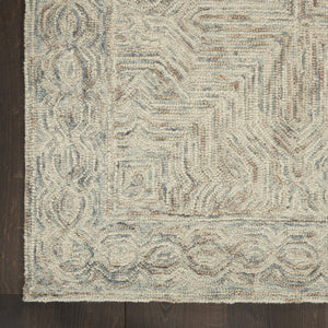 HomeRoots 8' Blue and Ivory Wool Runner Rug - Soft, Durable, Modern Geometric Design for Stylish Home Interiors 564187