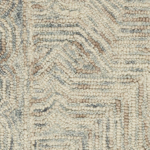 HomeRoots 8' Blue and Ivory Wool Runner Rug - Soft, Durable, Modern Geometric Design for Stylish Home Interiors 564187