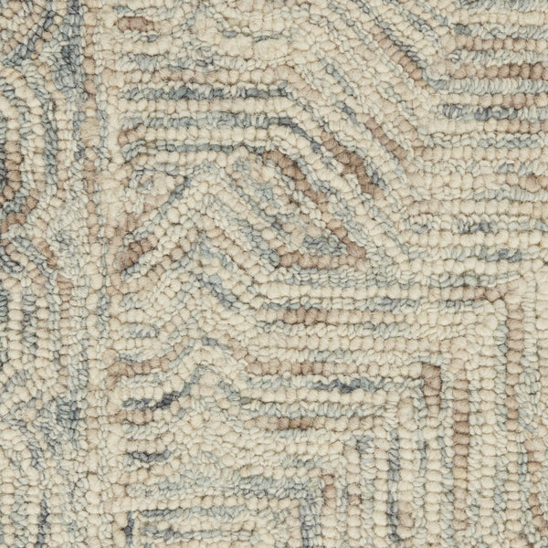 HomeRoots 8' Blue and Ivory Wool Runner Rug - Soft, Durable, Modern Geometric Design for Stylish Home Interiors 564187