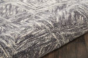HomeRoots 8' Charcoal and Ivory Wool Geometric Runner Rug - Soft, Durable, Modern Design for Hallways & Entryways 564188