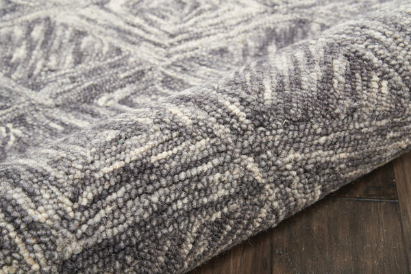 HomeRoots 8' Charcoal and Ivory Wool Geometric Runner Rug - Soft, Durable, Modern Design for Hallways & Entryways 564188